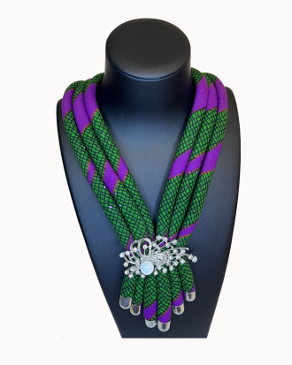 Collier Élégance Africaine en Wax et Perle