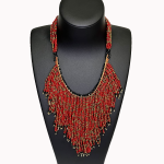 Collier Africain en Perles Tissées sur Cuir
