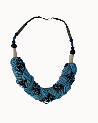 Collier en perle bleu et noir