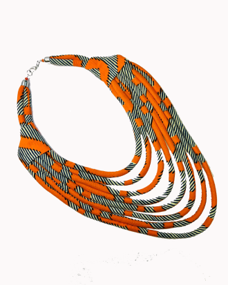 [VENDU] - Collier multi-rangs en tissu wax africain