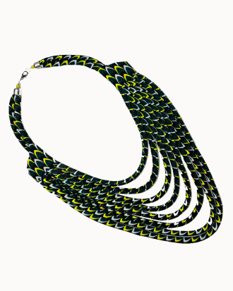 Collier africain multi-rangs en tissu wax
