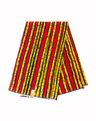 Tissu Wax - Motif Bambou Rouge et Jaune 100% coton