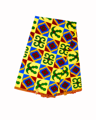 Tissu Wax Africain – Motif Traditionnel Vert et Orangé
