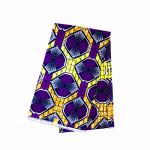 Tissu Wax Motif Géométrique Violet et Jaune