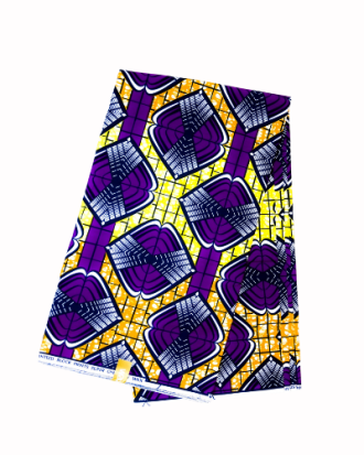 Tissu Wax Motif Géométrique Violet et Jaune