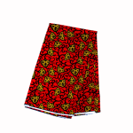[VENDU] - Tissu Wax Motif Floral Doré sur Fond Rouge 6 yards 100% coton