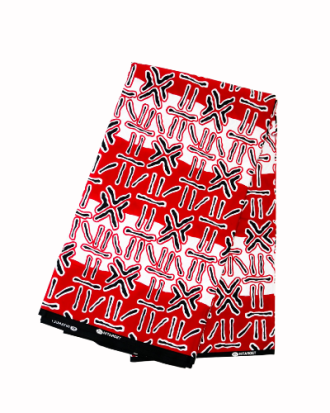 Tissu Wax Rouge à Motifs Géométriques 6 yards 100% coton