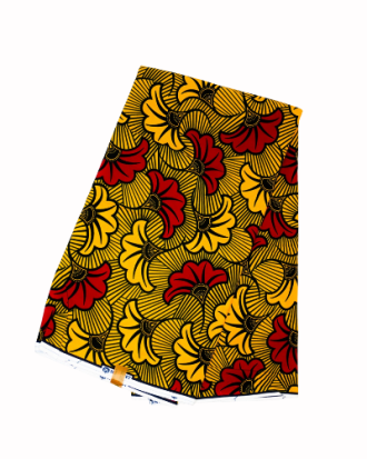 Tissu Wax Africain Jaune et Noir - Motif Éducatif  6 yards 100% coton