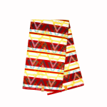 Tissu Wax Africain Blanc, Rouge et Jaune - Motif Chevron
