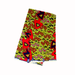 Tissu Wax Africain - Motif Géométrique Rouge et Jaune 6 yards 100% coton