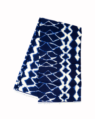 Tissu Batik Bleu Marine à Motifs Géométriques 6 yards 100% coton