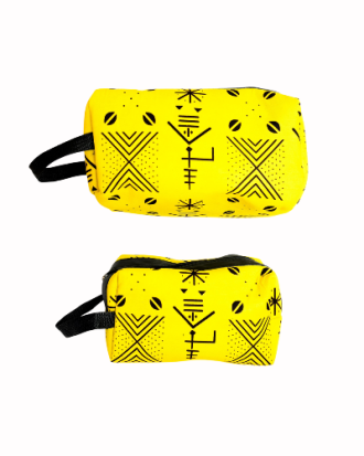 Trousse en wax et en toile de jute personnalisée , pour homme et Femme