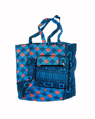 Sac cabas pliable en tissu imprimé avec poche zippée