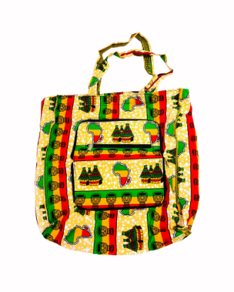 Sac cabas pliable en tissu imprimé avec poche zippée