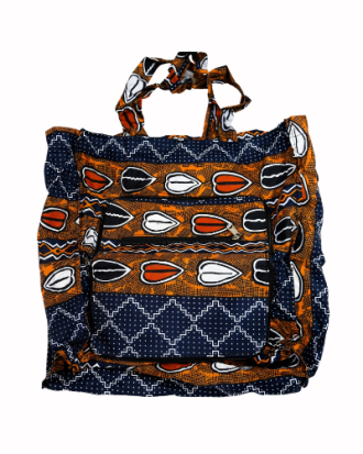 Sac cabas pliable en tissu imprimé avec poche zippée