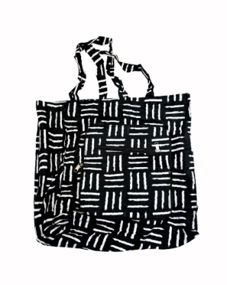 Sac cabas pliable en tissu imprimé avec poche zippée