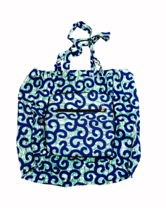 Sac cabas pliable en tissu imprimé avec poche zippée