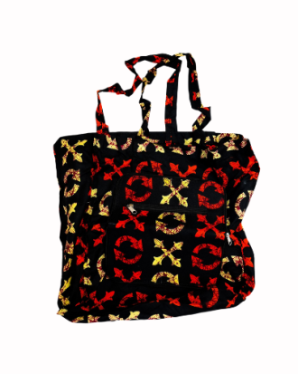 Sac cabas pliable en tissu imprimé avec poche zippée