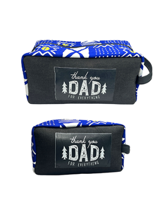 Moyenne trousse de toilette en wax et jean personnalisée , pour homme et Femme