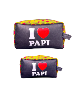 Trousse en wax et en toile de jute personnalisée , pour homme et Femme