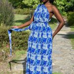 Robe longue asymétrique à motifs ethniques