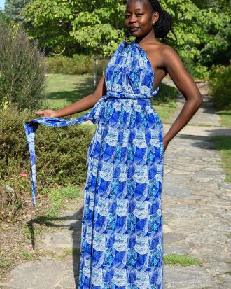 Robe longue asymétrique à motifs ethniques