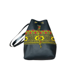 Sac à main noir avec broderies colorées